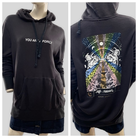 Spiritual Gangster- Black 'You Are A Force' Leopard Hoodie- S - Picture 1 of 16